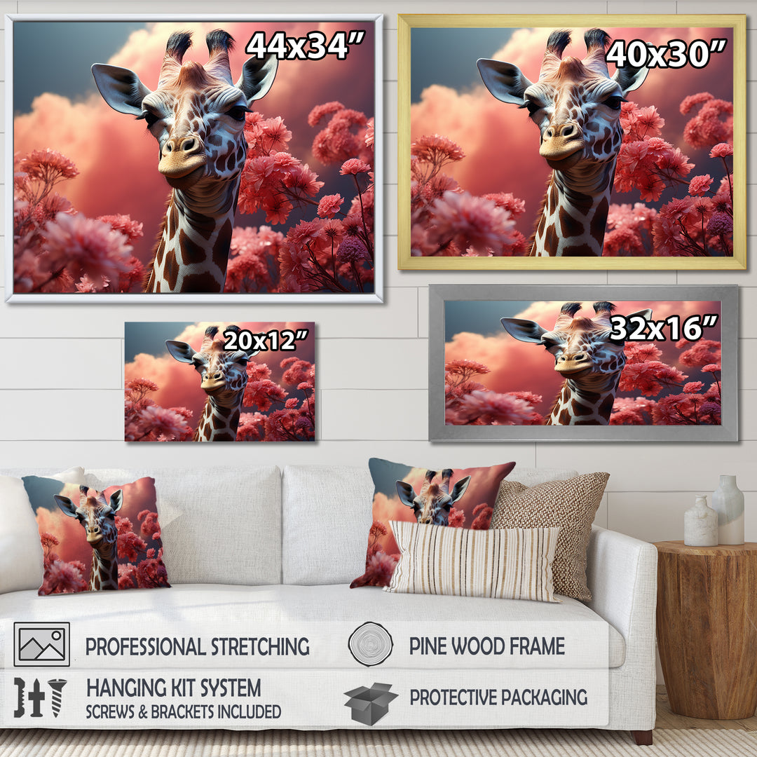 Popart Pink Giraffe In Love - Pink Giraffe Wall Art