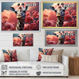 Popart Pink Giraffe In Love - Pink Giraffe Wall Art