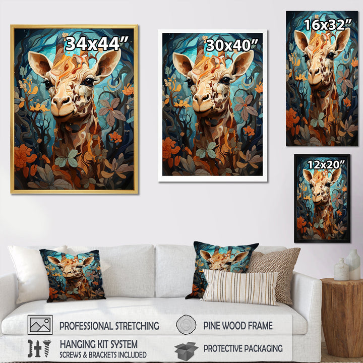 Teal Fantasy Tall Tale - Brown Giraffe Wall Art