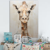 Minimalism Beige Giraffe Selfie - Giraffe Home Decor Art
