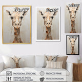 Minimalism Beige Giraffe Selfie - Giraffe Home Decor Art