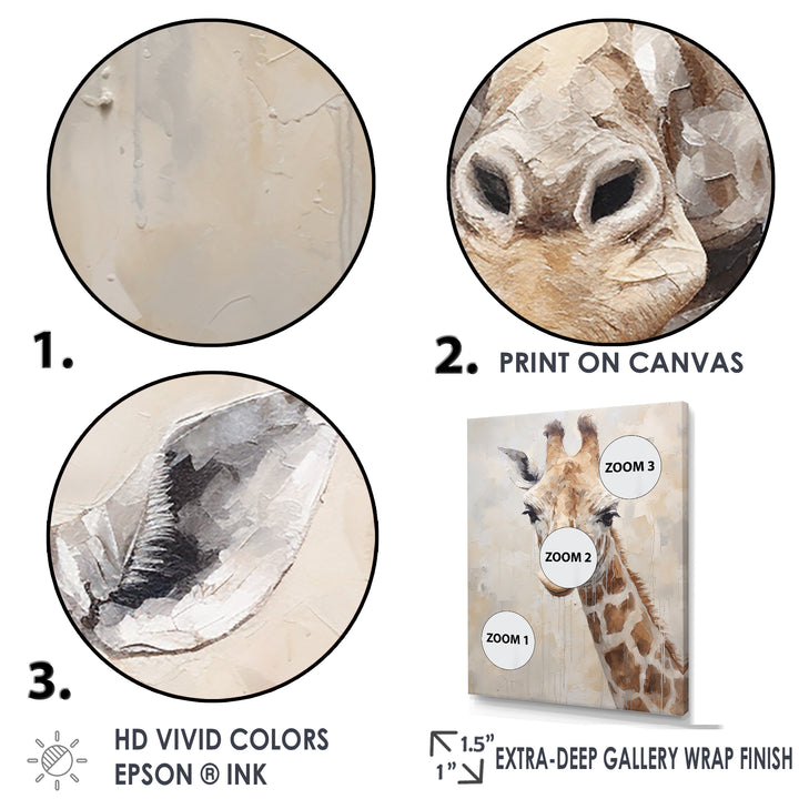 Minimalism Beige Giraffe Portrait - Giraffe Bedroom Wall Art