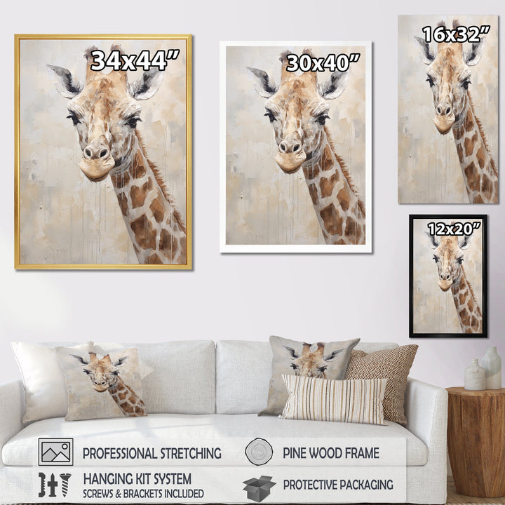 Minimalism Beige Giraffe Portrait - Giraffe Bedroom Wall Art