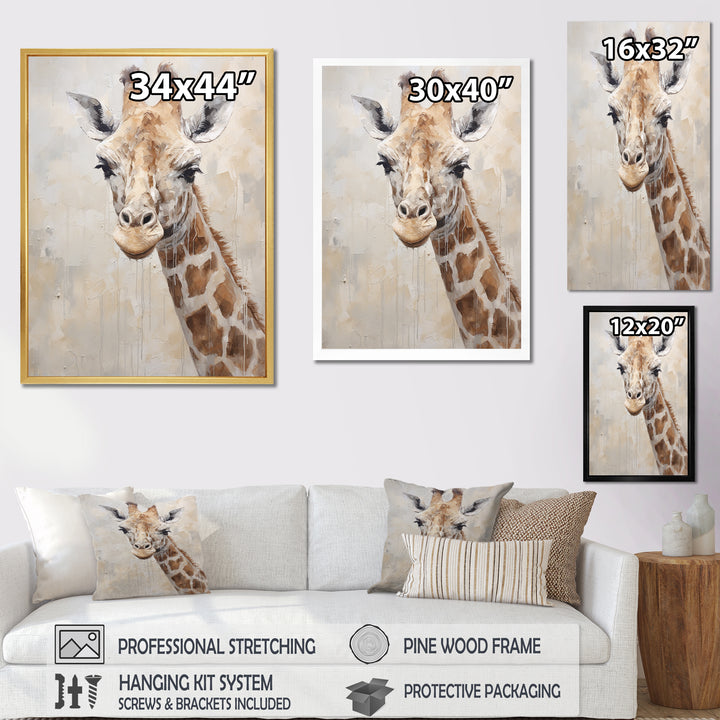 Minimalism Beige Giraffe Portrait - Giraffe Bedroom Wall Art