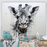 Minimalist Black And White Giraffe Stride - Giraffe Canvas Wall Art