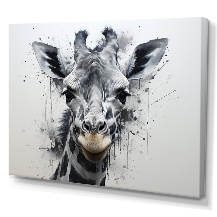 Minimalist Black And White Giraffe Stride - Giraffe Canvas Wall Art