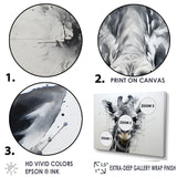 Minimalist Black And White Giraffe Stride - Giraffe Canvas Wall Art