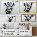 Minimalist Black And White Giraffe Stride - Giraffe Canvas Wall Art