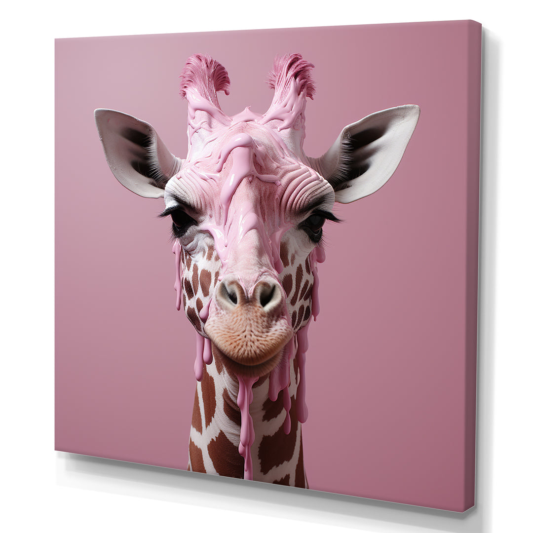 Pink Giraffe Romantic Stance - Giraffe Bedroom Wall Art