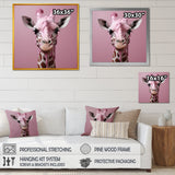 Pink Giraffe Romantic Stance - Giraffe Bedroom Wall Art