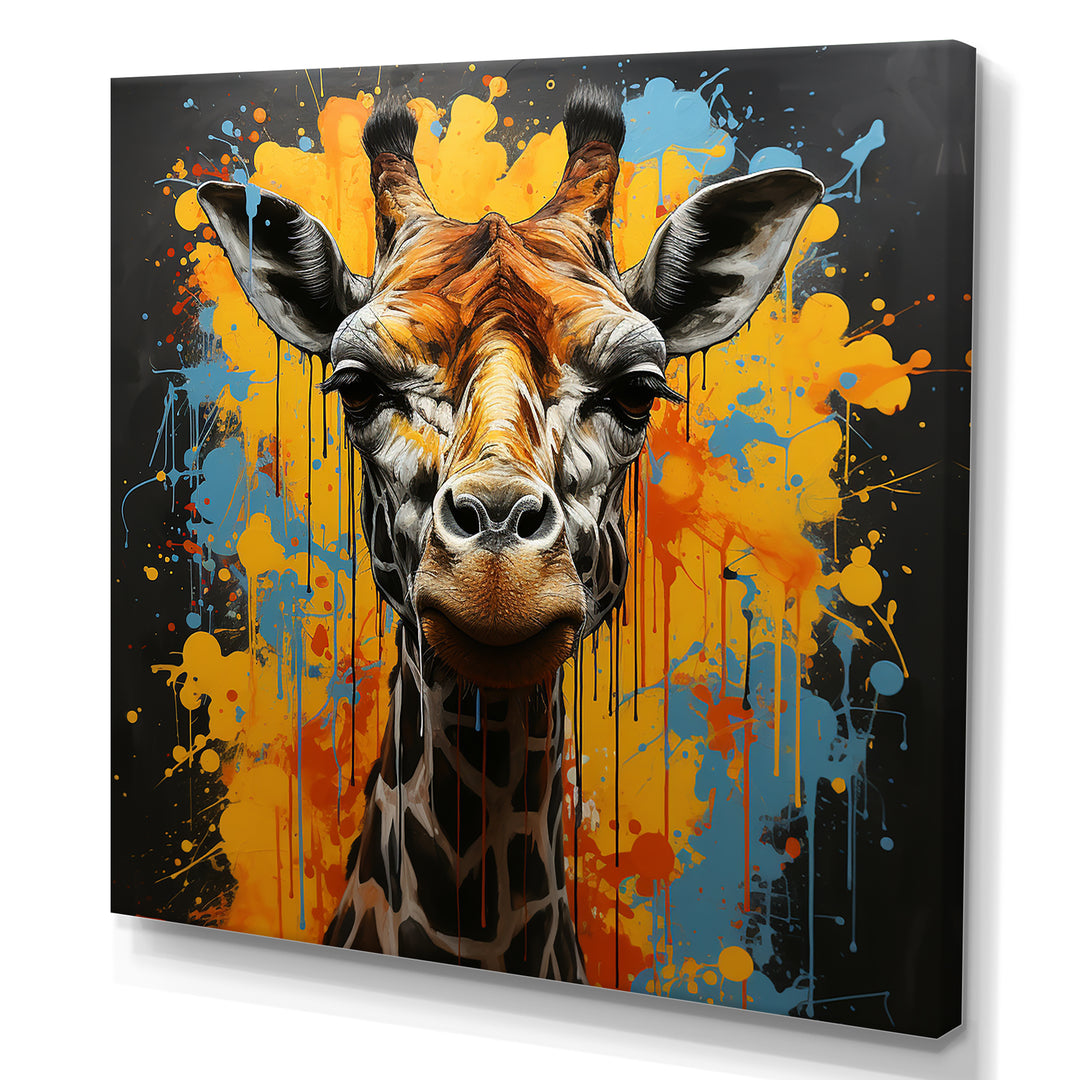 Yellow Giraffe Street Art - Giraffe Wall Decor