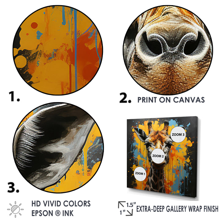 Yellow Giraffe Street Art - Giraffe Wall Decor