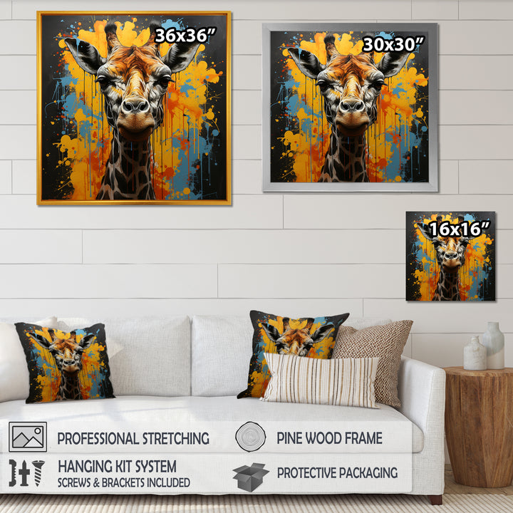 Yellow Giraffe Street Art - Giraffe Wall Decor