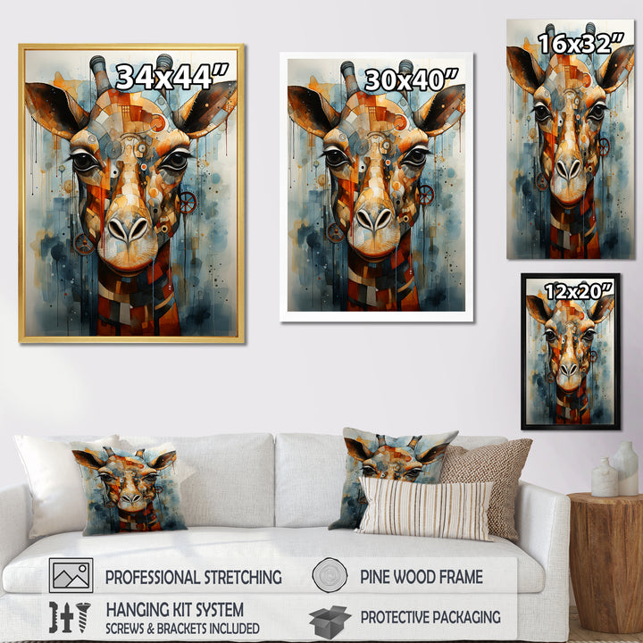 Modern Giraffe Brown Portrait - Brown Giraffe Wall Art