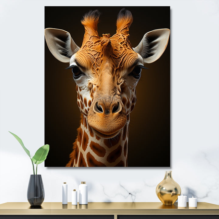 Modern Brown Giraffe Symbolism - Giraffe Framed Canvas Art