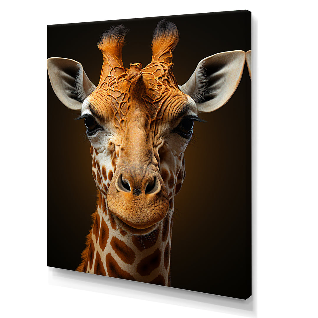 Modern Brown Giraffe Symbolism - Giraffe Framed Canvas Art