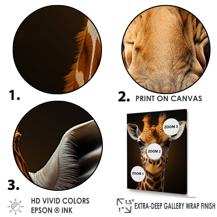 Modern Brown Giraffe Symbolism - Giraffe Framed Canvas Art