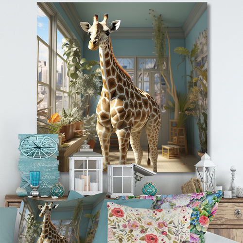 Cute Giraffe Farmhouse Harmony - Giraffe Living Room Wall Art
