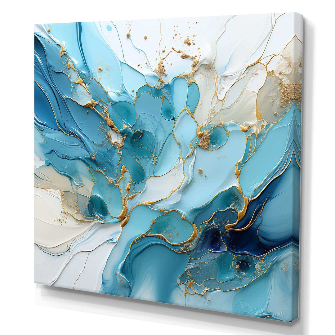 Blue And White Glacier Charm - Abstract Canvas Wall Art