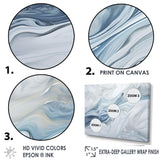 Grey And Blue Glacier Charm Liquid Art - Landscapes Canvas Wall Art