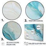 Teal And Gold Glacier Charm Liquid Art - Landscapes Canvas Wall Art