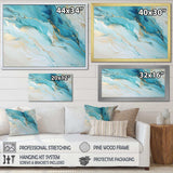 Teal And Gold Glacier Charm Liquid Art - Landscapes Canvas Wall Art