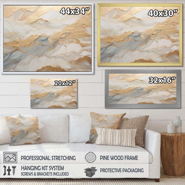 Beige And Gold Glacier Stone Art III - Abstract Canvas Wall Art