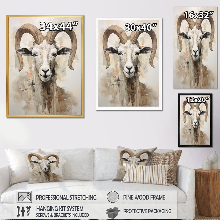 Soft Color Goat Portrait - Goat Bedroom Wall Art