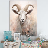 Cute Floral Beige Goat - Goat Canvas Wall Art
