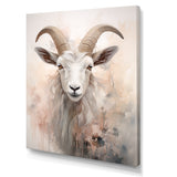 Cute Floral Beige Goat - Goat Canvas Wall Art