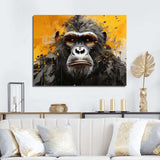 Black And Yellow Gorilla Graffiti - Animals Canvas Wall Art