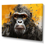 Black And Yellow Gorilla Graffiti - Animals Canvas Wall Art