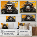 Black And Yellow Gorilla Graffiti - Animals Canvas Wall Art