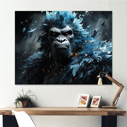Blue Gorilla Graffiti - Gorilla Large Canvas Wall Art