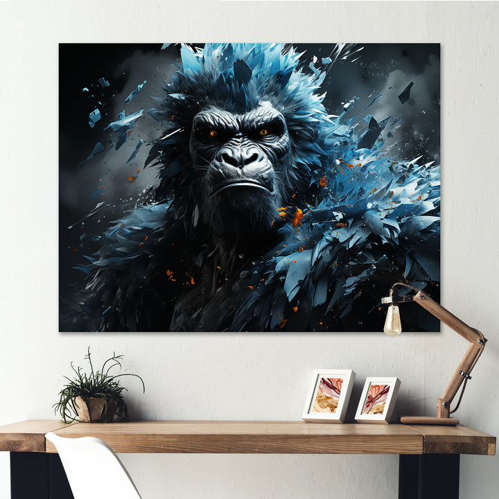 Blue Gorilla Graffiti - Gorilla Large Canvas Wall Art