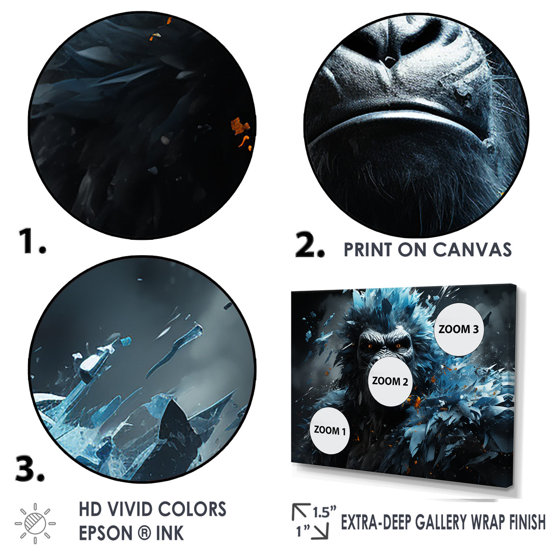 Blue Gorilla Graffiti - Gorilla Large Canvas Wall Art