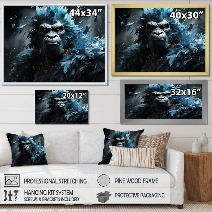Blue Gorilla Graffiti - Gorilla Large Canvas Wall Art