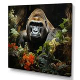 Floral Gorilla In Jungle - Gorilla Canvas Wall Art