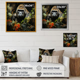 Floral Gorilla In Jungle - Gorilla Canvas Wall Art