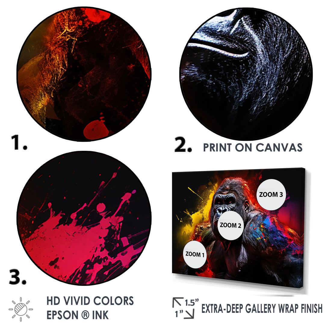 Multicolor Gorilla Strength - Red Gorilla Wall Art