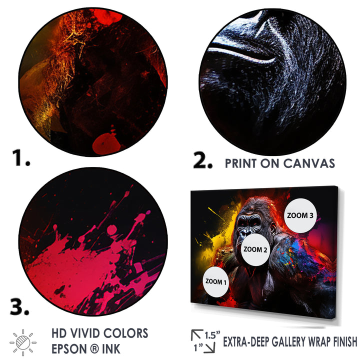 Multicolor Gorilla Strength - Red Gorilla Wall Art