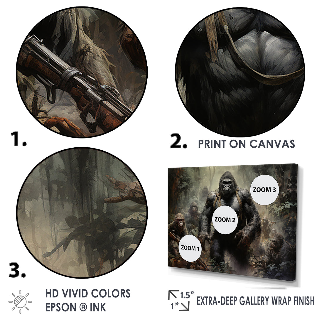 Gorilla Soldier Jungle Journey - Gorilla Bedroom Wall Art