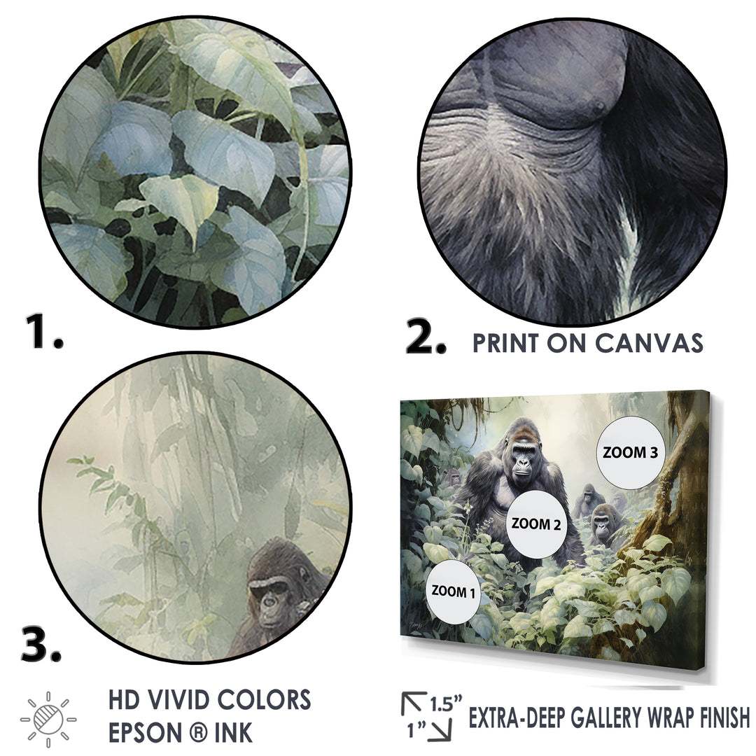 Gorilla Jungle Journey - Gorilla Canvas Wall Art