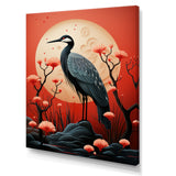Red Japanese Heron Ink Portrait - Heron Wall Art Prints