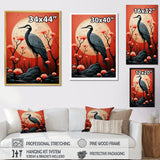 Red Japanese Heron Ink Portrait - Heron Wall Art Prints
