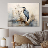 Blue Great Heron In Miminal Harmony - Animals Canvas Wall Art