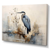 Blue Great Heron In Miminal Harmony - Animals Canvas Wall Art