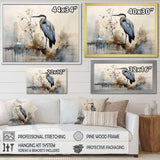 Blue Great Heron In Miminal Harmony - Animals Canvas Wall Art