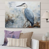 Blue Great Heron In Miminal Harmony I - Animals Canvas Wall Art