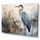 Blue Great Heron In Miminal Harmony II - Animals Canvas Wall Art